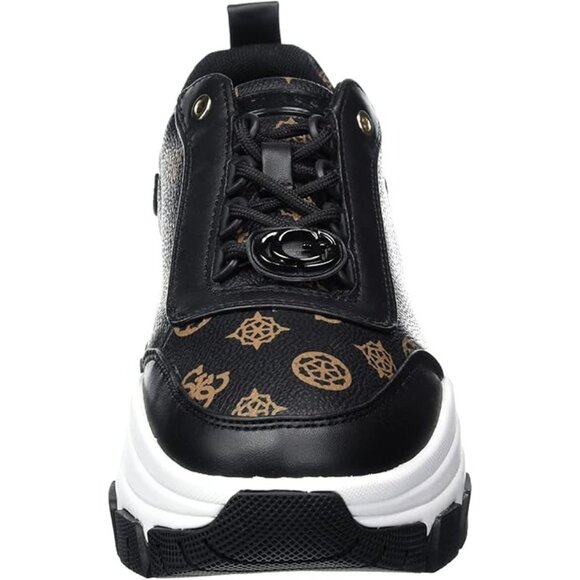 GUESS Women’s Bria Chunky Logo Sneaker Size 8 Black 4G Monogram Platform - Picture 8 of 13